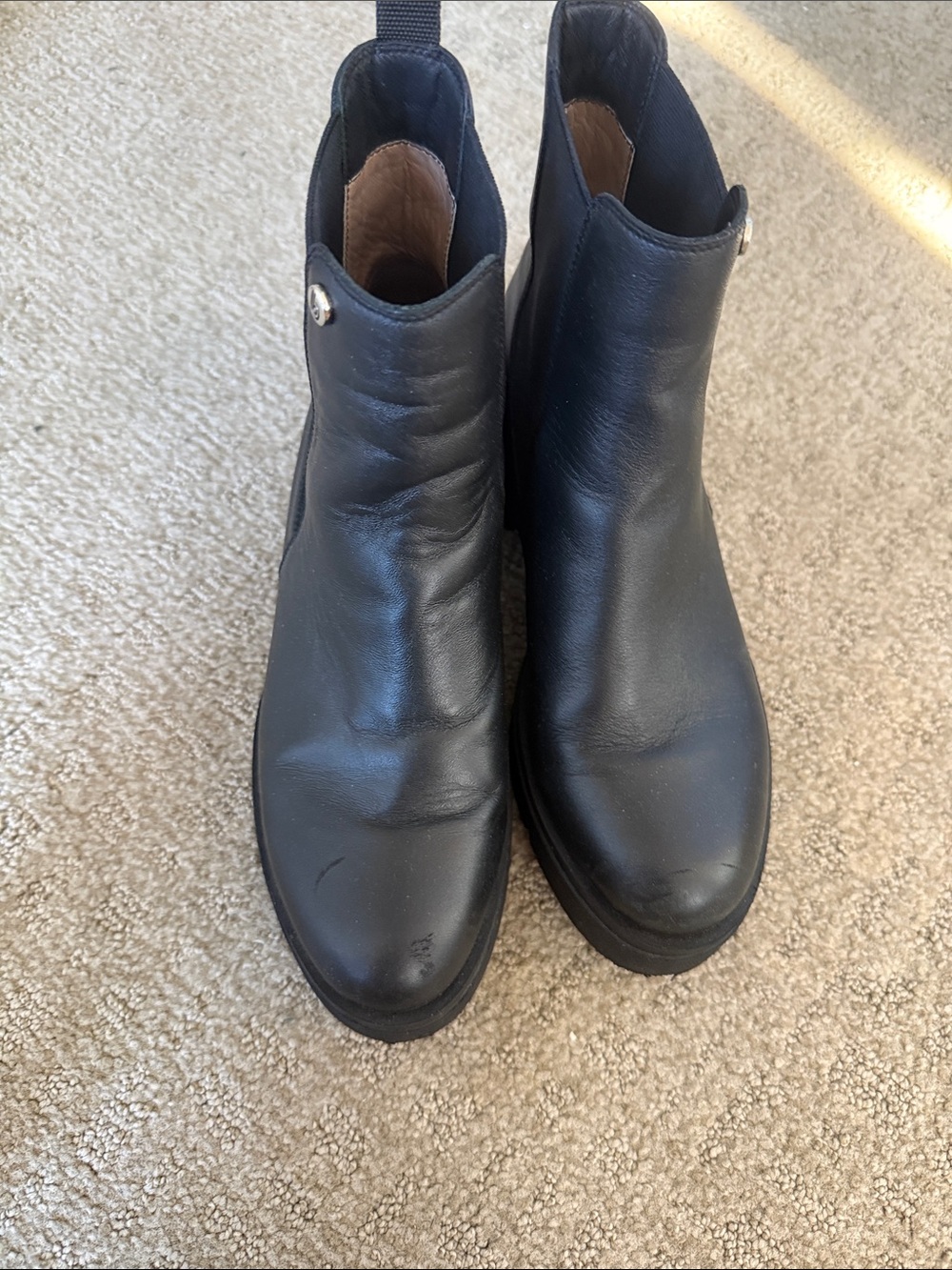 Women’s Black Real Leather Chelsea-Style Combat Boots